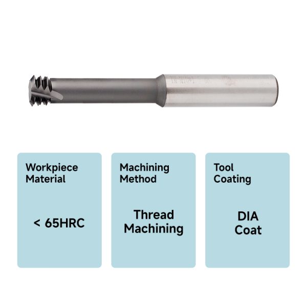 SDF-P Series Tungsten Carbide Three-tooth, 3D metric thread milling cutter with diamond coating - Image 3