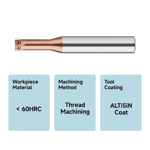 Left-Hand Thread Mill for Hardened Steel | ALTiSiN Coated | Two-Row Tooth Design - Image 3