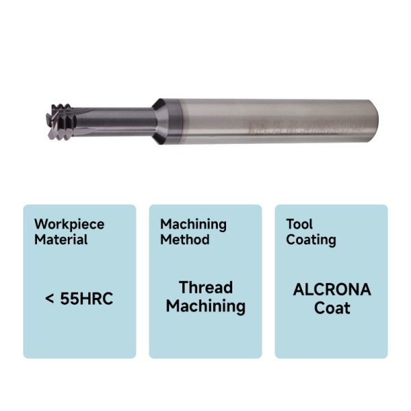 SDF-P Series Tungsten Carbide Thread milling cutter without Pre-hole – ALCRONA Coating for Steel - Image 4